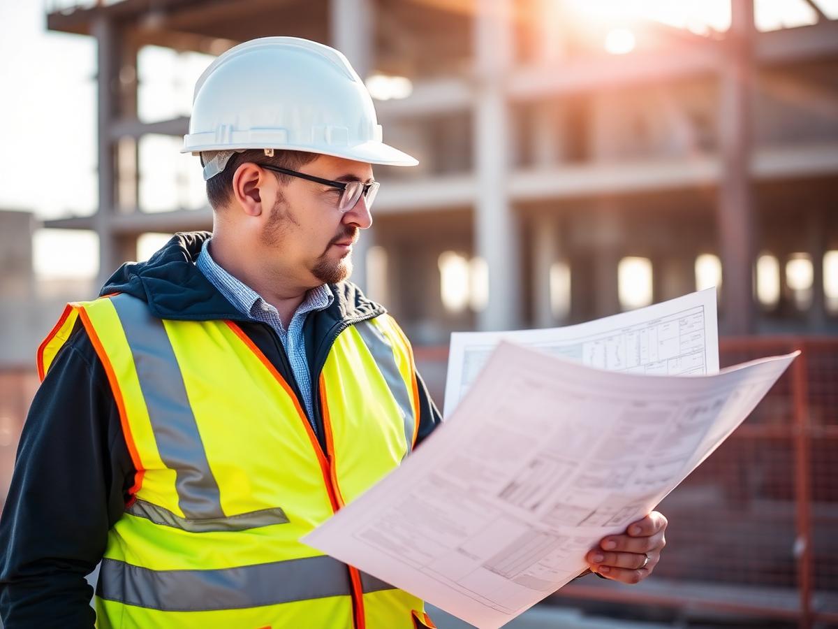 BCL safety inspector reviewing plans on-site